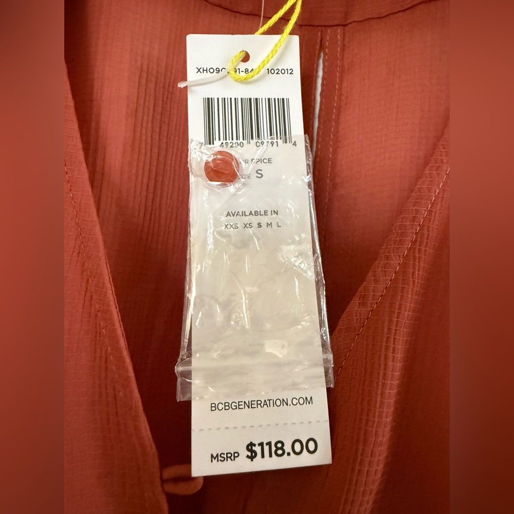 BCBGeneration Rust-Orange Button Front Romper NWT - image 3